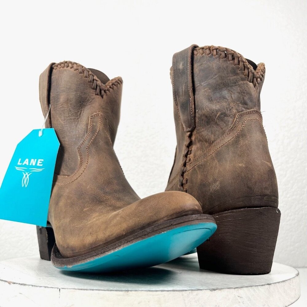 Lane PLAIN JANE Womens Womens 9.5 Brown Cowboy Ankle Boots Short Cowgirl Bootie